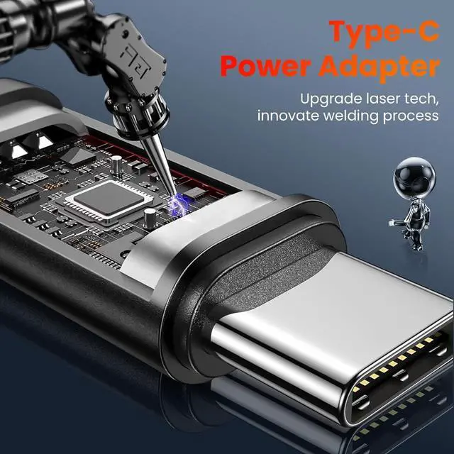 Alt view image 2 of 6 - 65W Slim USB-C Charger Compatible for HP Envy - Fit for HP Chromebook, EliteBook x360 860 840 g9 g8, Spectre x360, HP ProBook Laptop Type C Power Adapter with Premium Braided Nylon Cord