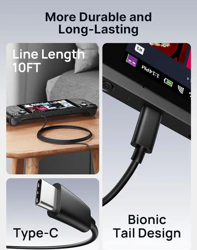 Alt view image 6 of 7 - Docking Station & 45W Charger for Steam Deck, 6-in-1 Steam Deck Dock with HDMI 2.0 4K@60Hz, Gigabit Ethernet, 3 USB-A 3.0 and USB-C Charger Compatible with Valve Steam Deck OLED-HB0603