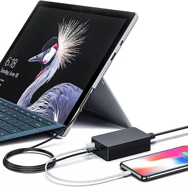 Alt view image 3 of 7 - 44W 15V 2.58A Surface Pro AC Laptop Charger fit for Microsoft Surface Pro 3 Pro 4 Pro 5 Pro 6, Laptop 2/1, Go 2/3 Surface Book 1/2 Model 1625 1800 Power Adapter with 5V 1A USB Charging Port
