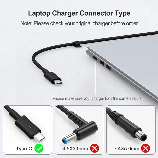 Alt view image 3 of 6 - Replacement  Laptop Charger 65W 45W USB C Laptop Charger for  5420 5520 7420 5430 7430 7330 7340 5320 7320 5290 2in1 XPS 13 9360 9320 7390 2in1 9350 9380 9370 9310 9300  Laptop Charger1
