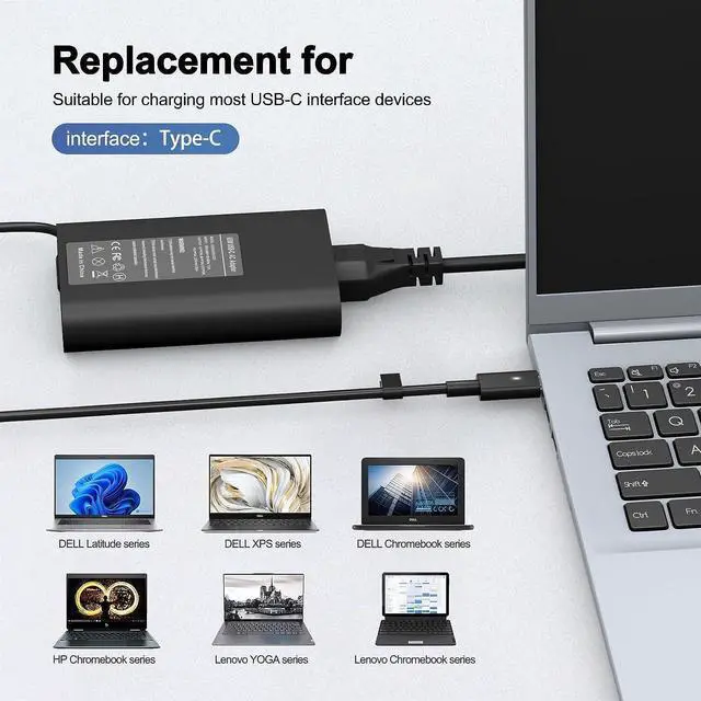 Alt view image 6 of 6 - Replacement  Laptop Charger 65W 45W USB C Laptop Charger for  5420 5520 7420 5430 7430 7330 7340 5320 7320 5290 2in1 XPS 13 9360 9320 7390 2in1 9350 9380 9370 9310 9300  Laptop Charger1
