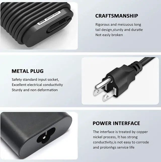 Alt view image 6 of 6 - Replacement 130W USB C Laptop Charger Compatible with Dell XPS 15 2in1 9575 9510 9500 9520 XPS 17 9700 9710 9720, Precision 5530 2in1 5550 5560 5750 3560 3550 3551 DA130PM170 HA130PM170