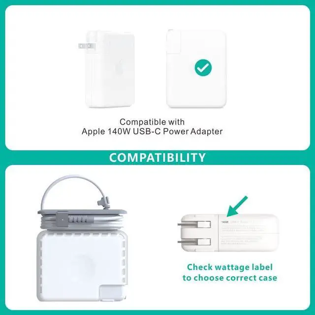Alt view image 2 of 6 - TATOFY Case for Apple 140w Charger Macbook140w Charger Case Organizer Travel Cord Organizer MacBook Accessories (for Apple 140W USB-C Power Adapter)