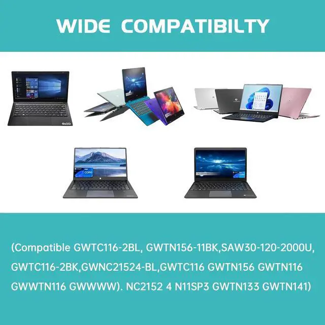Alt view image 2 of 7 - 12V Laptop Charger, for Gateway Laptop GWTC116-2BL, GWTN156-11BK, SAW30-120-2000U, GWTC116-2BK, GWNC21524-BL, GWTC116 GWTN156 GWTN116 Ect with 6.5Ft Laptop Power Cord