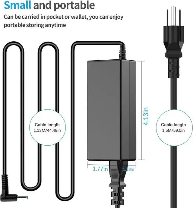 Alt view image 4 of 6 - 65W Laptop Charger Adapter for HP EliteBook 820 840 850 G3 G4 G5 G6 G7/725 745 755 G3 G4 G5 G6 ProBook 640 650 Envy 13 15 17 15-1039wm,Pavilion x360 11 13 15 Chromebook 11 14 G3 G5 Supply Power Cord