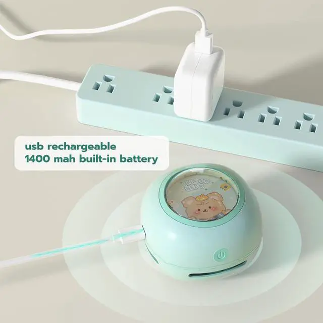 Alt view image 4 of 6 - ODISTAR Desktop Vacuum Cleaner, Mini Table Dust Sweeper Energy Saving,High Endurance up to 400 mins,360º Rotatable Design for Keyboard/Home/School/Office(Green)