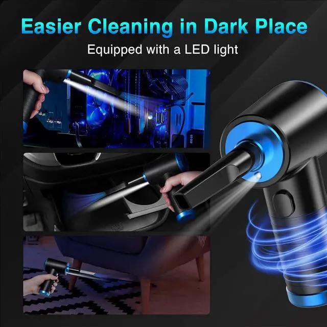 Alt view image 7 of 7 - Cordless Compressed Air Duster - Rechargeable 7500mAh 91000RPM Compressed Air Blower with Led Light for Keyboard PC and Car Cleaning - Powerful Eco-Friendly Replacement for Canned Air Duster