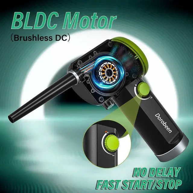 Alt view image 4 of 7 - DOROBEEN Compressed Air Duster Cordless Handheld Air Blower Stepless Speed 41000RPM Portable Rechargeable Built-in Battery Electric Air Duster for Computer Keyboard Electronics Cleaning