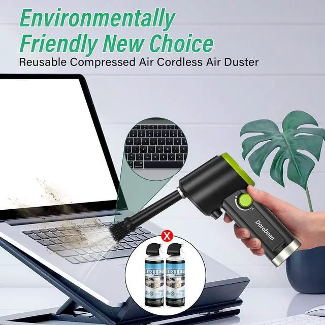 Alt view image 3 of 7 - DOROBEEN Compressed Air Duster Cordless Handheld Air Blower Stepless Speed 41000RPM Portable Rechargeable Built-in Battery Electric Air Duster for Computer Keyboard Electronics Cleaning