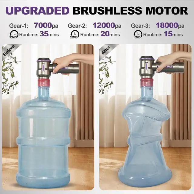Alt view image 4 of 7 - Air Duster for PC 200000RPM Compressed Air Mini Vacuum 2-in-1 Runtime Up to 35 mins Brushless Motor Electric Air Blower with 3 Gear and Rechargeable Battery - Canned Air-Keyboard Cleaner