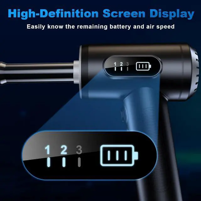 Alt view image 4 of 6 - Compressed Air Duster-3 Gear Adjustable 100000RPM Electric Air Duster with LED Light Rechargeable Cordless Air Blower for Keyboard Electric Devices Cleaning. Replaces Compressed Air Cans (Black)