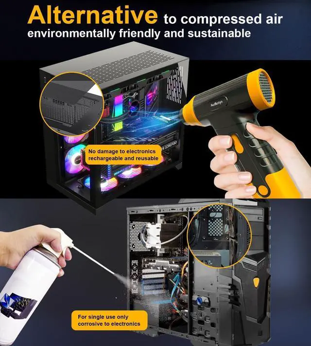Alt view image 5 of 7 - Cordless Electric Compressed Air Duster - 150000 MRP Electric air Blower for Cleaning Keyboard PC Cameras Electric Air Pump for Inflatable Cushions Air Mattress Beds Boats Swimming Ring