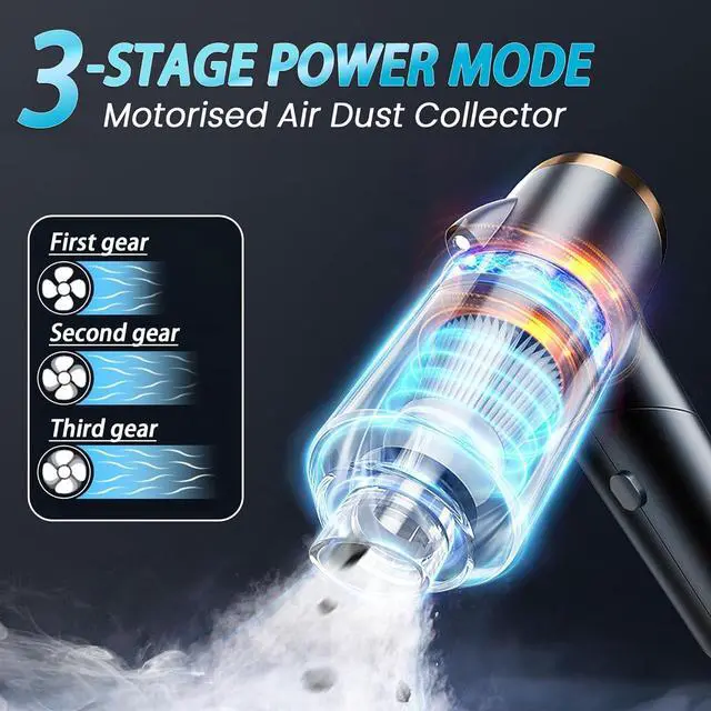 Alt view image 3 of 7 - Herlitz Compressed Air Duste - Electric Air Duster for Computer Deep Cleaning,3 Gear Adjustable 91000RPM,Mini Vacuum for Car Cleaner - No Canned air dusters-Keyboard Cleaner 3-in-1 Reusable