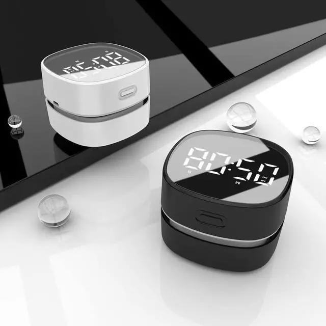 Alt view image 5 of 7 - ODISTAR Counter Vacuum Cleaner,Mini Table dust Sweeper Energy with Digital Timer,Endurance up to 400 mins,360º Rotatable for Cleaning Rubber shavings,Crumbs Keyboard of Gifts for Kids(Black)