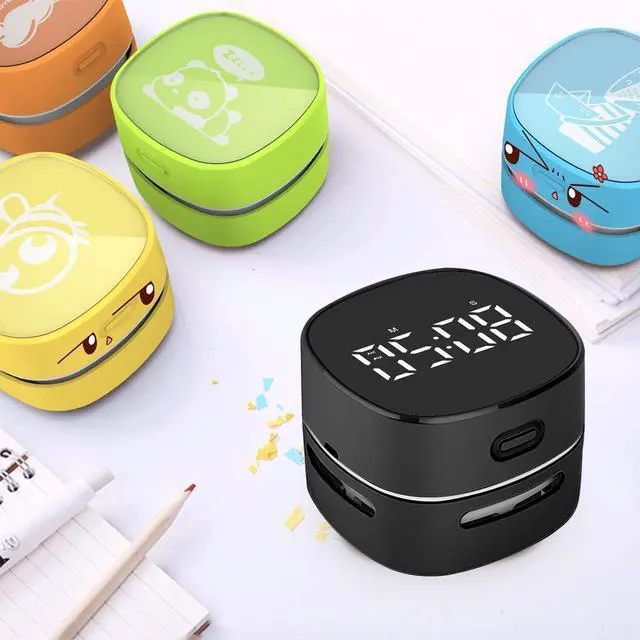Alt view image 4 of 7 - ODISTAR Counter Vacuum Cleaner,Mini Table dust Sweeper Energy with Digital Timer,Endurance up to 400 mins,360º Rotatable for Cleaning Rubber shavings,Crumbs Keyboard of Gifts for Kids(Black)