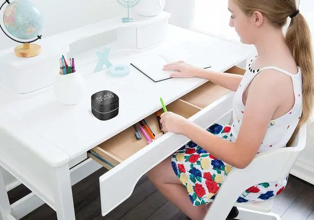 Alt view image 6 of 7 - ODISTAR Counter Vacuum Cleaner,Mini Table dust Sweeper Energy with Digital Timer,Endurance up to 400 mins,360º Rotatable for Cleaning Rubber shavings,Crumbs Keyboard of Gifts for Kids(Black)