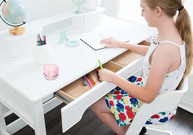 Alt view image 4 of 6 - ODISTAR Desktop Vacuum Cleaner, Mini Table dust Sweeper Energy Saving,High Endurance up to 400 mins,360º Rotatable Design for Keyboard/Home/School/Office (Pink Charging)