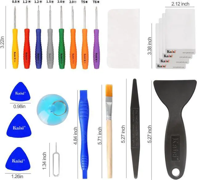 Alt view image 2 of 7 - 32 in 1 Professional Electronics Screen Opening Pry Tool Repair Kit with Steel and Carbon Fiber Nylon Spudgers Double Side Adhesive Tape and 8 Screwdrivers for Open Cellphone Laptops Tablets