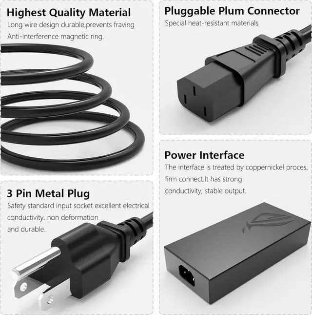 Alt view image 4 of 6 - 200W AC Charger for Asus Vivobook Pro 15 Q543 Q543M Q543MJ Q533 Q533M Q533MJ Gaming Laptop Power Supply Adapter