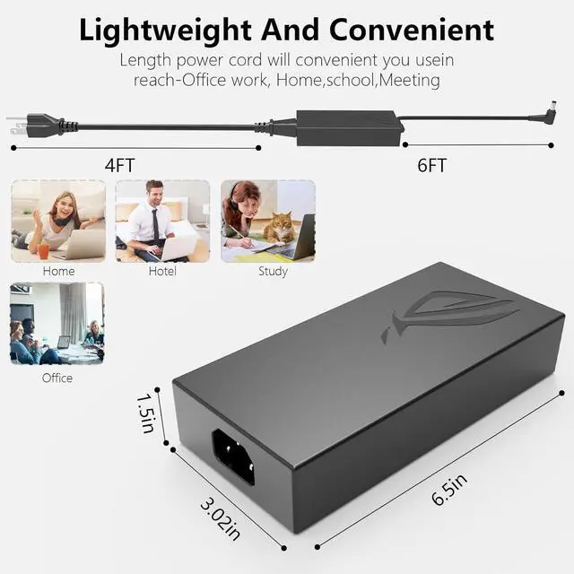 Alt view image 3 of 5 - 280W ADP-280BB B Charger for ROG Zephyrus M16 GU604 ROG Strix G16 G614 G15 G513QY G18 G814JI G814JV Strix Scar 15 17 SE G733 TUF Gaming A16 FA607 Laptop Power Adapter