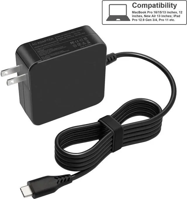Alt view image 2 of 7 - 87W/90W USB C Power Adapter Type C Wall Charger Compatible 61W 45W 30W and 12W for MacBook Pro Air 2018 HP   and Any Laptops or Smart Phones