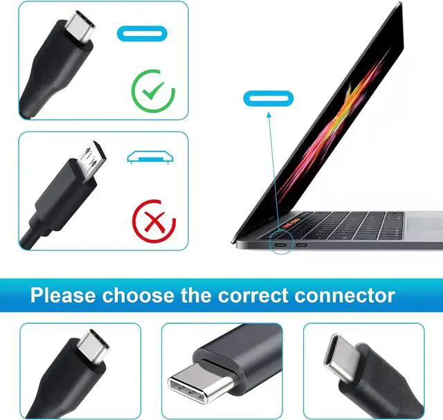 Alt view image 3 of 7 - 87W/90W USB C Power Adapter Type C Wall Charger Compatible 61W 45W 30W and 12W for MacBook Pro Air 2018 HP   and Any Laptops or Smart Phones