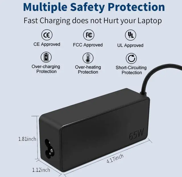 Alt view image 5 of 7 - 65W USB C Charger Replacement for  Laptop Charger USB C Compatible with  Thinkpad/Yoga/Chromebook T480 T490 T14 T15 E14 X1 C930 C940 100e 300e 500e Type-C School Chromebook Charger