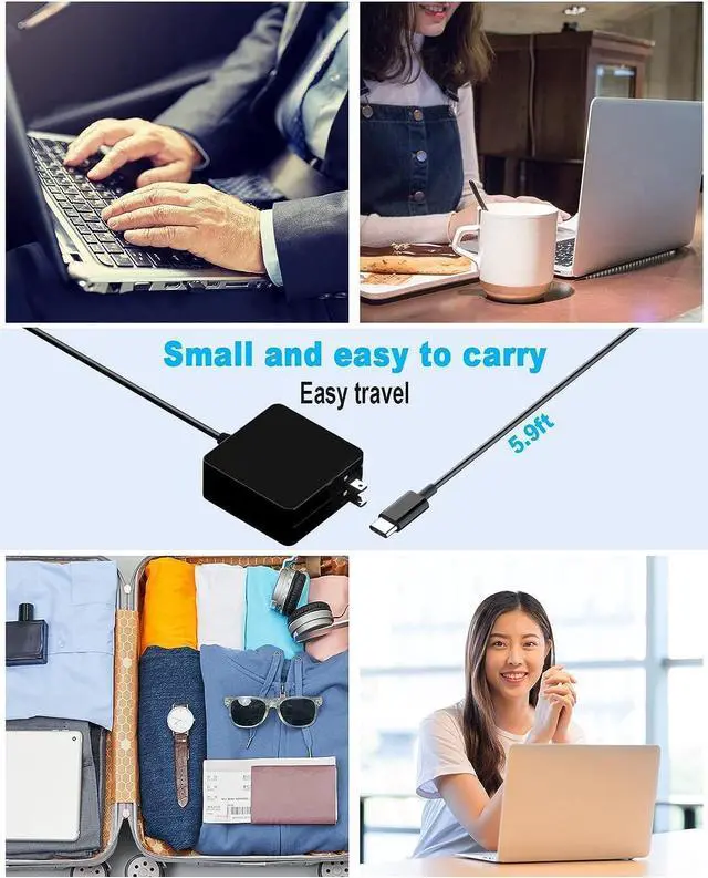Alt view image 6 of 7 - 109W USB C Power Adapter, Type C Power PD Wall Fast Charger Compatible with Mac Book Pro, Dell Latitude, Lenovo, Huawei Matebook, HP Spectre, Acer Chromebook and Any Laptops or Smart Phones 1