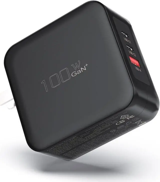 Main image of 100W USB C Fast Charger, 3-Port GaN Wall Charger PD USB C and QC USB A Charger Adapter Super Fast Type C Charging for MacBook, iPad, iPhone 15 15 Pro, Galaxy S23 Ultra, Steam Deck, Dell XPS, Google
