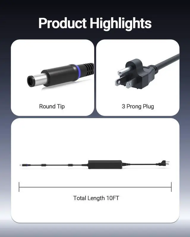 Alt view image 5 of 7 - 10FT 240W Charger (UL Safety Approved) Fit for Dell Alienware M15 R3 R4 R2 R5 R6 R7 M17 R5 R2 R3 R4 M16 R2 G15 G16 G5 G7 15 R2 R3 17 R3 X15 X16 R1 X17 Gaming Laptop Charging Power Supply AC Adapter