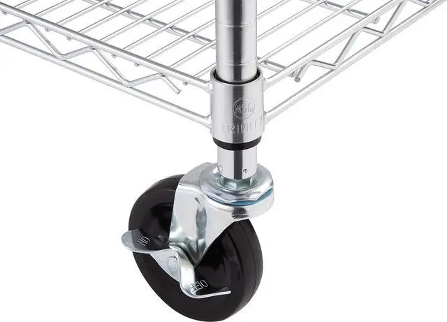 Alt view image 6 of 7 - Trinity Basics TBFC-0931 5-Tier Adjustable Wire Shelving with Wheels for Kitchen Organization, Garage Storage, Laundry Room, NSF Certified, 600 to 2250 Pound Capacity, 60 by 24 by 77, Chrome
