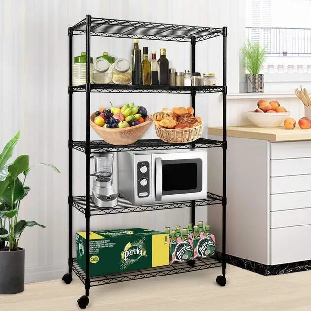 Alt view image 2 of 7 - Simple Deluxe Heavy Duty 5-Shelf Storage Shelving Unit, 1250lbs Loading Capacity, 29.92" D x 13.98" W x 61.09" H, Black