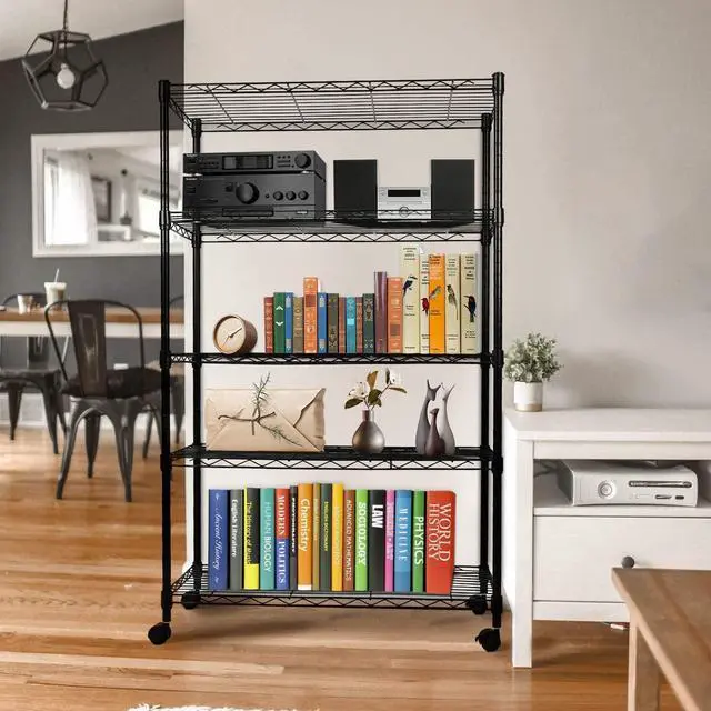 Alt view image 6 of 7 - Simple Deluxe Heavy Duty 5-Shelf Storage Shelving Unit, 1250lbs Loading Capacity, 29.92" D x 13.98" W x 61.09" H, Black