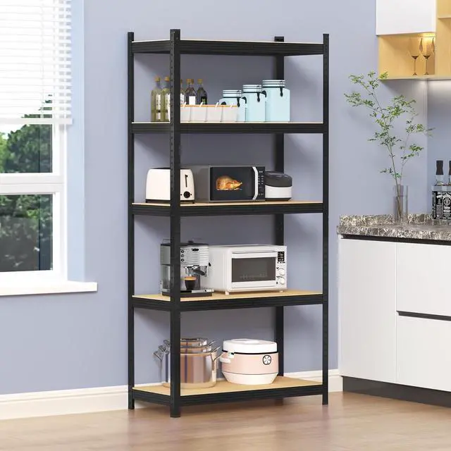 Alt view image 6 of 7 - Topeakmart 5 Tier Metal Storage Shelving Unit, 35.5x16x71 Inch Black