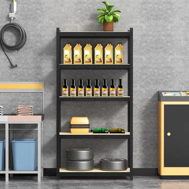 Alt view image 7 of 7 - Topeakmart 5 Tier Metal Storage Shelving Unit, 35.5x16x71 Inch Black