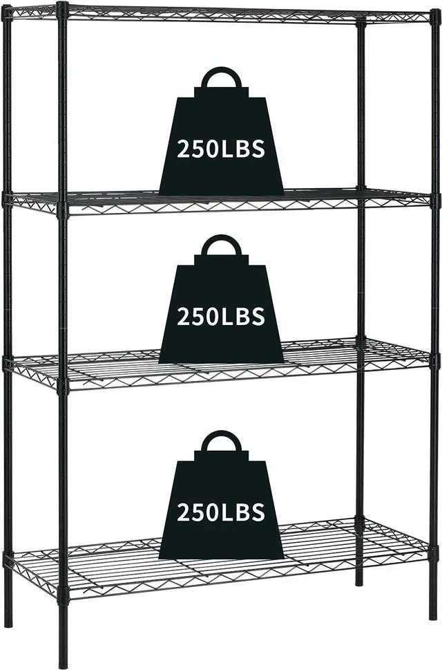Main image of HCY 4-Tier Wire Shelving Unit Storage Shelves Shelf Organizer 54"x36"x14" Heavy Duty Metal Storage Rack NSF Height Adjustable for Laundry Bathroom Kitchen Garage Pantry Organization(Black)