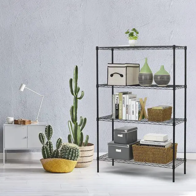 Alt view image 2 of 7 - HCY 4-Tier Wire Shelving Unit Storage Shelves Shelf Organizer 54"x36"x14" Heavy Duty Metal Storage Rack NSF Height Adjustable for Laundry Bathroom Kitchen Garage Pantry Organization(Black)