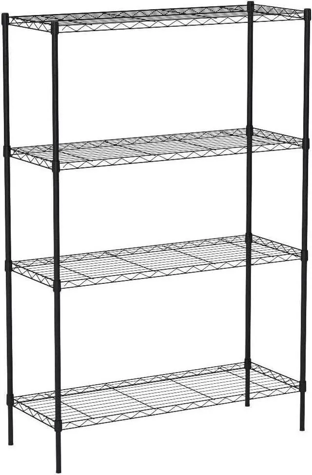 Alt view image 6 of 7 - HCY 4-Tier Wire Shelving Unit Storage Shelves Shelf Organizer 54"x36"x14" Heavy Duty Metal Storage Rack NSF Height Adjustable for Laundry Bathroom Kitchen Garage Pantry Organization(Black)