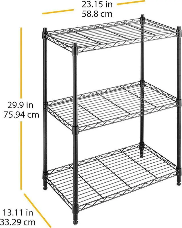 Alt view image 3 of 7 - Whitmor 3-Wire Shelving Unit, Metal Storage Shelves, Easy Assembly Home Organizer for Pantry, Kitchen, Garage, Plant