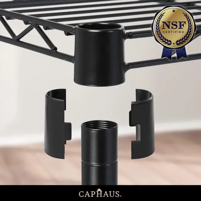 Alt view image 7 of 7 - CAPHAUS NSF Commercial Grade Heavy Duty Wire Shelving w/Wheels, Leveling Feet & Liners, Storage Metal Shelf, Garage Shelving, Utility Wire Rack Storage Shelves, w/Liner, 36 x 18 x 76 5-Tier