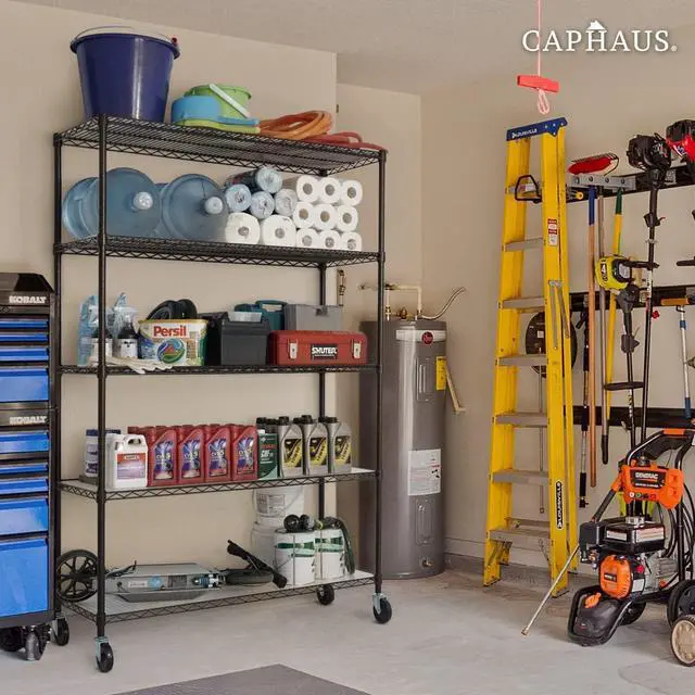 Alt view image 2 of 7 - CAPHAUS NSF Commercial Grade Heavy Duty Wire Shelving w/Wheels, Leveling Feet & Liners, Storage Metal Shelf, Garage Shelving, Utility Wire Rack Storage Shelves, w/Liner, 36 x 18 x 76 5-Tier