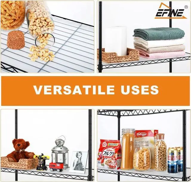 Alt view image 3 of 7 - EFINE 5-Shelf Shelving Unit with Shelf Liners Set of 5, NSF Certified, Adjustable Heavy Duty Metal Wire Shelves, 350lbs Loading Capacity Per Shelf, Storage Rack(36W x 14D x 72H) Pole Diameter 1 Inch