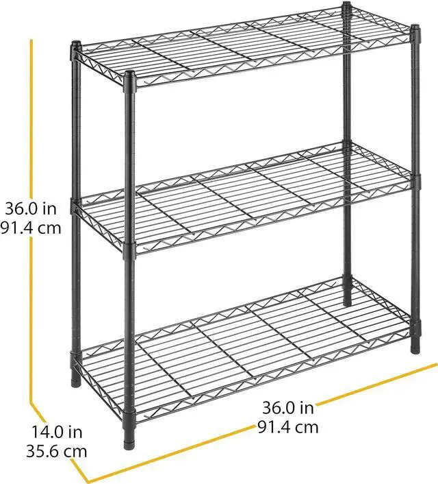 Alt view image 3 of 7 - Whitmor 3 Tier Shelving Unit, Metal Shelving, Adjustable Wire Shelving