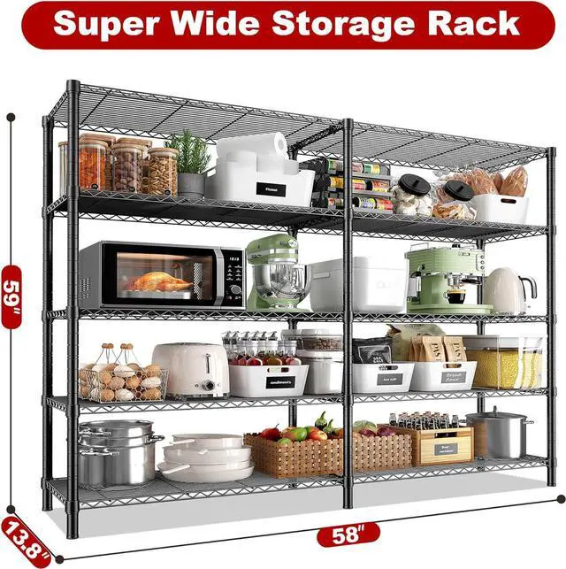 Alt view image 2 of 7 - REIBII 5-Tier Heavy Duty Wire Shelving Unit, 1430LBS Storage Shelf Rack