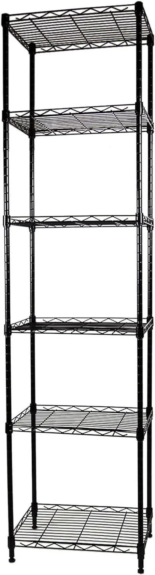 Main image of SUNLPH 6-Tier Wire Shelving Adjustable Shelves Unit Metal Storage Rack for Laundry Bathroom Kitchen Pantry Closet Organization (Black, 16.6" L x 11.4" W x 64.6" H)