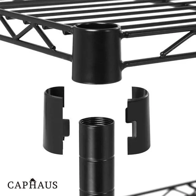 Alt view image 5 of 7 - CAPHAUS 4-Tier Adjustable Height Wire Shelving Unit, Wire Rack Shelving, Metal Steel Storage Shelves, Garage Shelving Storage Organizer, Utility Storage Shelf, Without Wheels, Black