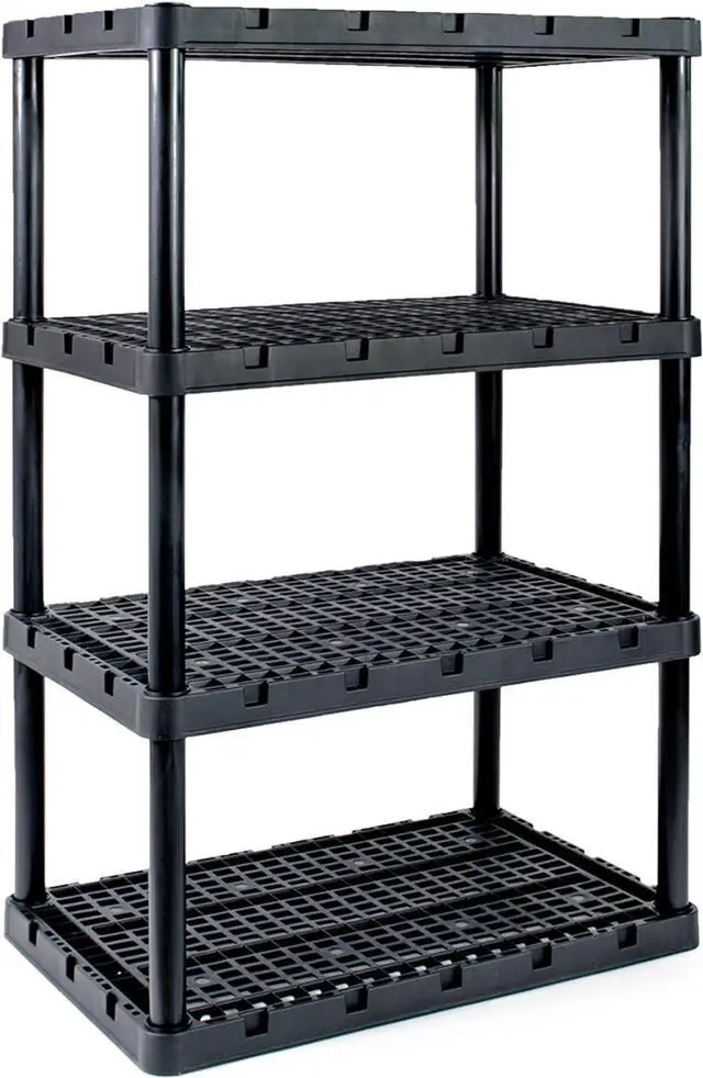 Main image of Gracious Living XL Heavy-Duty Storage Shelves, Knect-A-Shelf 4-Shelf Ventilated Storage Shelving Rack for Home Organization, Black