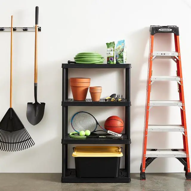 Alt view image 7 of 7 - Gracious Living XL Heavy-Duty Storage Shelves, Knect-A-Shelf 4-Shelf Ventilated Storage Shelving Rack for Home Organization, Black