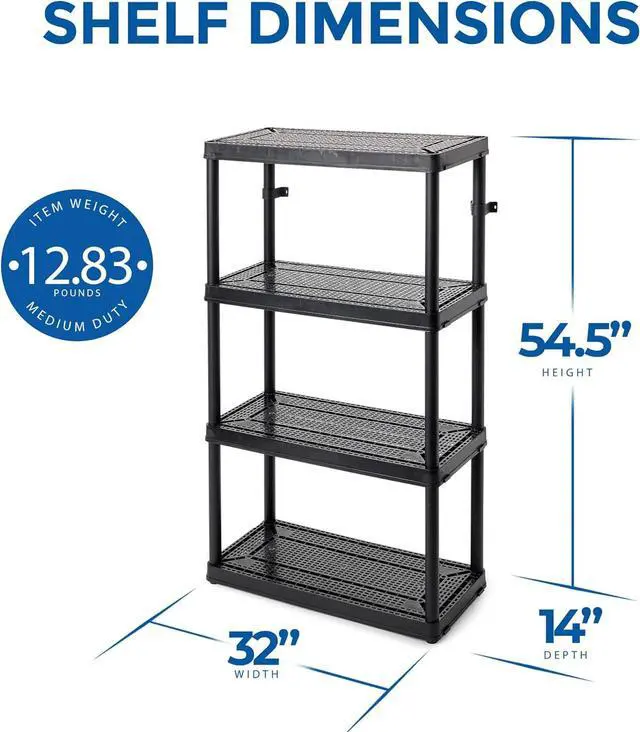Alt view image 5 of 7 - Gracious Living 2 Pack Storage Rack, 4 Shelf Fixed Height Medium Duty Unit, Black