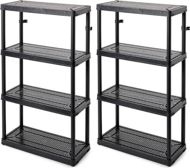 Main image of Gracious Living 2 Pack Storage Rack, 4 Shelf Fixed Height Medium Duty Unit, Black